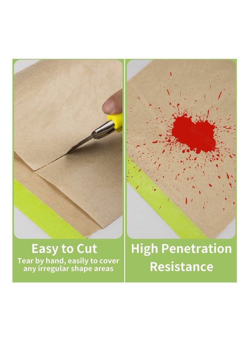 SYOSI 4 Rolls Pre Taped Masking Paper for Painting Tape and Drape Painters Paper Paint Adhesive Protective Paper Roll for Covering Skirting Frames Cars and Auto Body  - Image 5