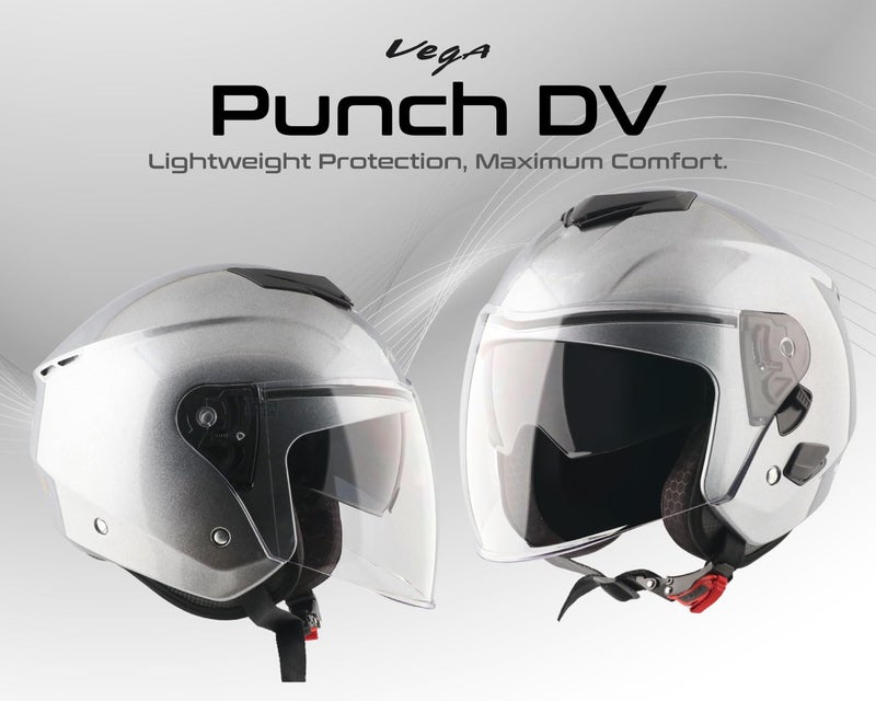 Vega VO 04 Punch Dual Visor Open Face Motorcycle Helmet with Lightweight Shell, Shock-Absorbing Liner, Comfortable Interior, Aerodynamic Design, Ventilated Fit, and Trendy Anthracite Finish Anthracite L - Image 2