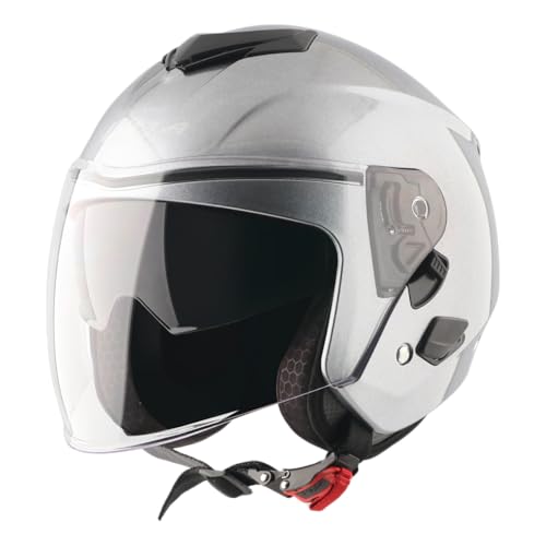Vega VO 04 Punch Dual Visor Open Face Motorcycle Helmet with Lightweight Shell, Shock-Absorbing Liner, Comfortable Interior, Aerodynamic Design, Ventilated Fit, and Trendy Anthracite Finish Anthracite L - Image 1