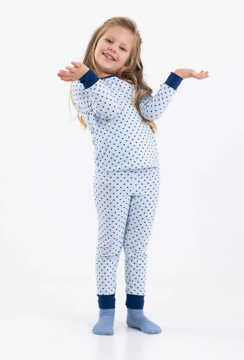 Baykar Girls Long Sleeve Pajama Set 9198 Blue
