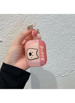 Fun Cute Small Animal AirpodsPro2 Earphone Case Suitable For Apple 2/3/4 Generation Wireless Bluetooth Protective Case-Color:Translucent Pink Letters West Highland + Ring-Applicable Models:Airpods Pro