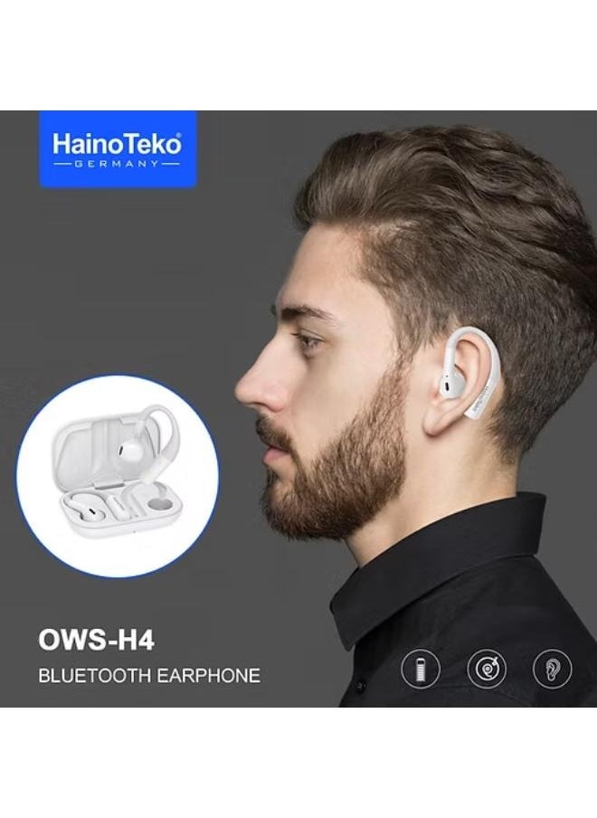 Haino Teko - OpenFit Bluetooth Earphones with High-Quality Sound, Super Clear Mic, and Touch Controls – Stylish & Comfortable White Wireless Earphones for Music, Calls, and Sports. - Image 1