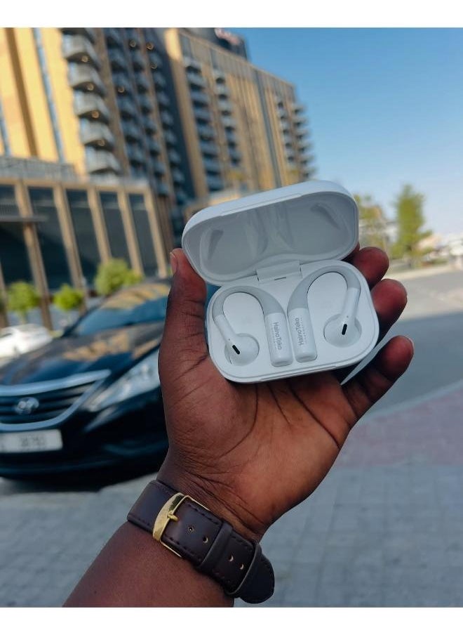 Haino Teko - OpenFit Bluetooth Earphones with High-Quality Sound, Super Clear Mic, and Touch Controls – Stylish & Comfortable White Wireless Earphones for Music, Calls, and Sports. - Image 1
