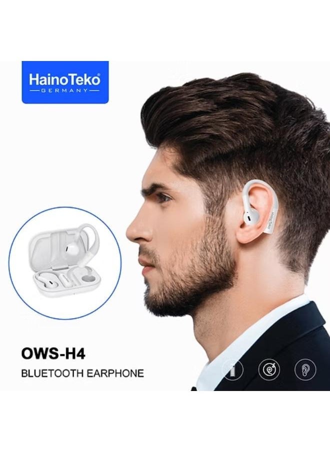 Haino Teko - OpenFit Bluetooth Earphones with High-Quality Sound, Super Clear Mic, and Touch Controls – Stylish & Comfortable White Wireless Earphones for Music, Calls, and Sports. - Image 1