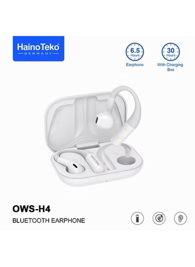 Haino Teko - OpenFit Bluetooth Earphones with High-Quality Sound, Super Clear Mic, and Touch Controls – Stylish & Comfortable White Wireless Earphones for Music, Calls, and Sports. - Image 1