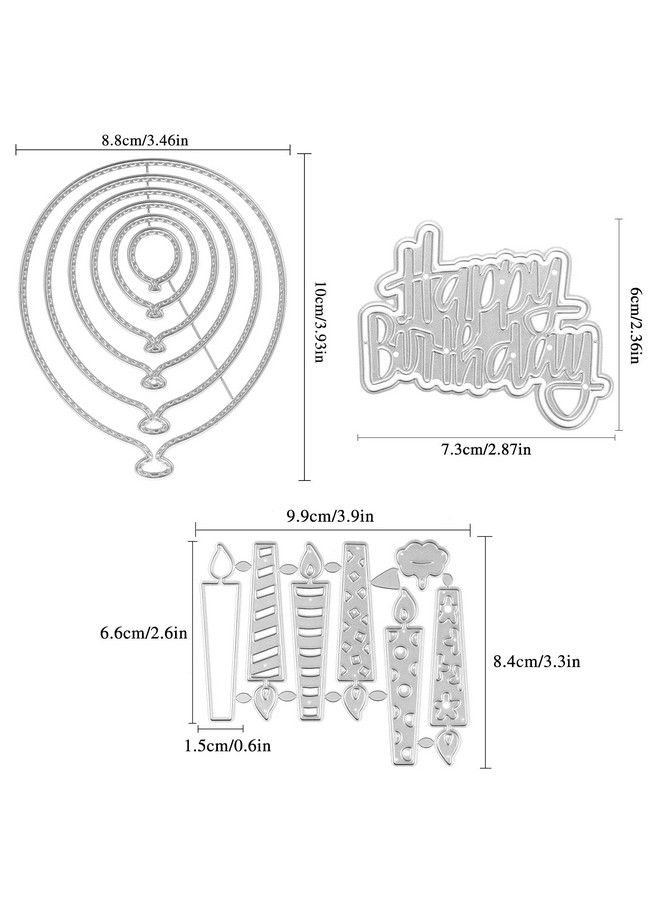 MIKIMIQI 3 Pack Birthday Metal Cutting Dies Stencils Mikimiqi Diy Craft Metal Scrapbooking Dies Cuts Happy Birthday Candle Balloons Embossing Stencils Template For Card Making Scrapbooking Craft Paper Decor - Image 3