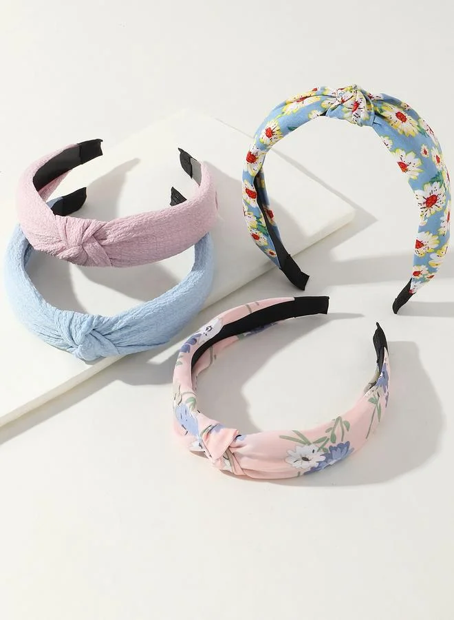 تايك تو Set of 4 - Flower Print Knot Headband