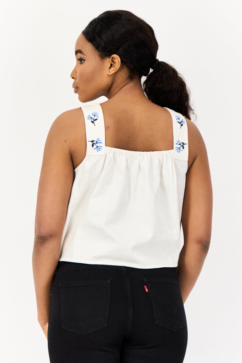 ONLY Women Square Neck Sleeveless Embroidered Tank Top, Multicolor - Image 4