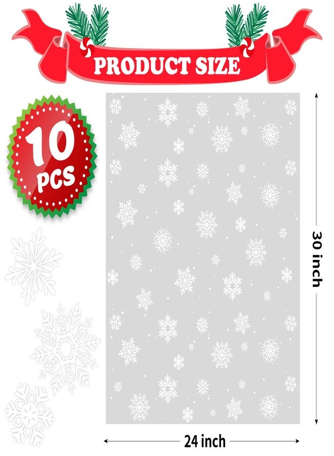 CUDICY Christmas Cellophane Gift Bags 10pcs Large Holiday Gift Wrap 24x30 Inch Clear Gift Basket Wrapping Plastic (White Snowflake - Image 2