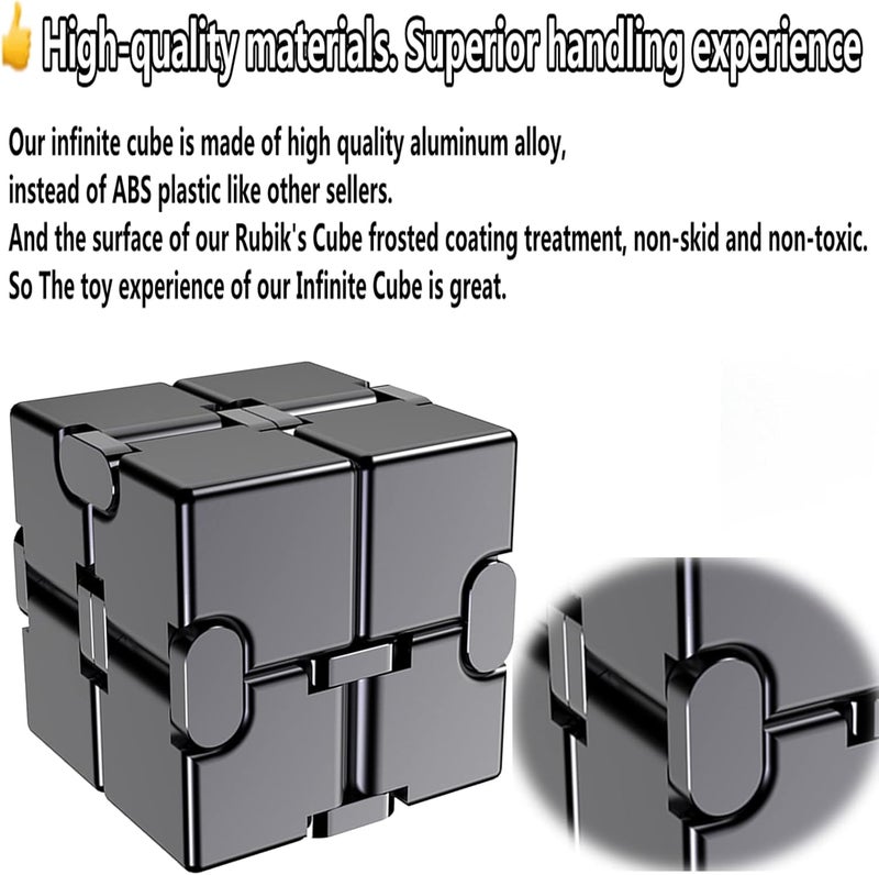 FUFUYOU Infinity Cube Fidget Toys Anxiety Stress Relief Toys for Men Aluminum Alloy Material (Gray) - Image 5