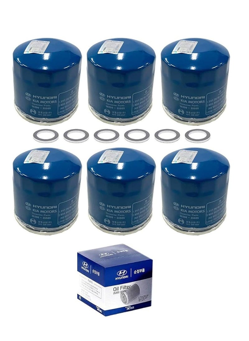 Genuine BIG TIGER PARTS Genuine OEM 26300-35505 Engine Oil Filter & Gasket 6 PCS Set  - Image 1
