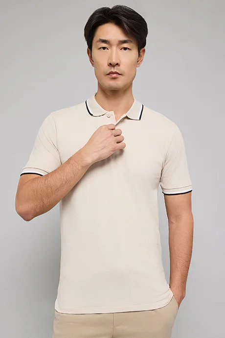 أر أند بي Tipping Detail Polo T-Shirt with Short Sleeves