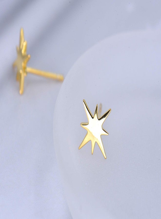 Lemon Grass 18K Gold Plated Sterling Silver North Star Stud Earrings Gold Earrings - Image 4