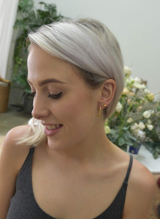 Lemon Grass 18K Gold Plated Sterling Silver North Star Stud Earrings Gold Earrings - Image 3