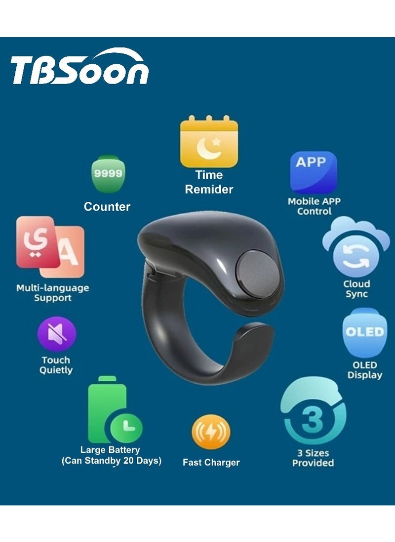 TBSoon - Fashion Multifunctional Smart Ring, Counter Ring, Watch Ring, 5 Time Reminders, Direction Indicator, Large Battery, OLED Display, Alarm Clock, Fashion, Cool - Image 1