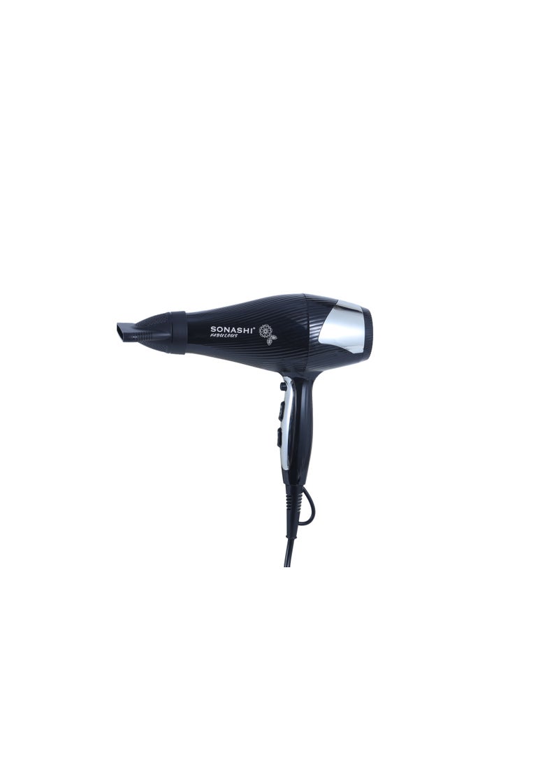 SONASHI 3200W Professional Hair Dryer with Cold & Hot Wind | 2 Speed & 3 Heat Settings with Cool Shot Function | AC Motor for Powerful Performance | Adjustable Airflow & Temperature Control | SHD-3055 Black/Silver - Image 4