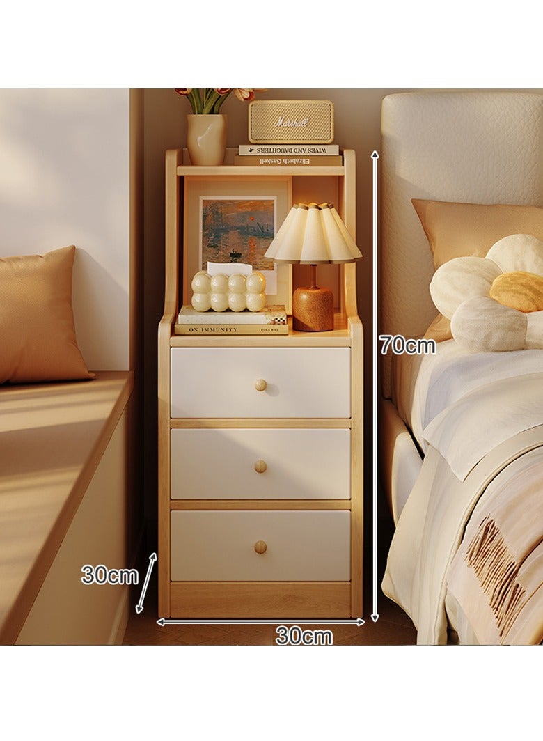Hihonor 30cm Drawer Bedside Cabinet with Pulls, Three Drawer Storage Cabinet, Simple Modern Style Ultra-Narrow Bedside Mini Storage Cabinet for Narrow Space (Maple Colour) - Image 5