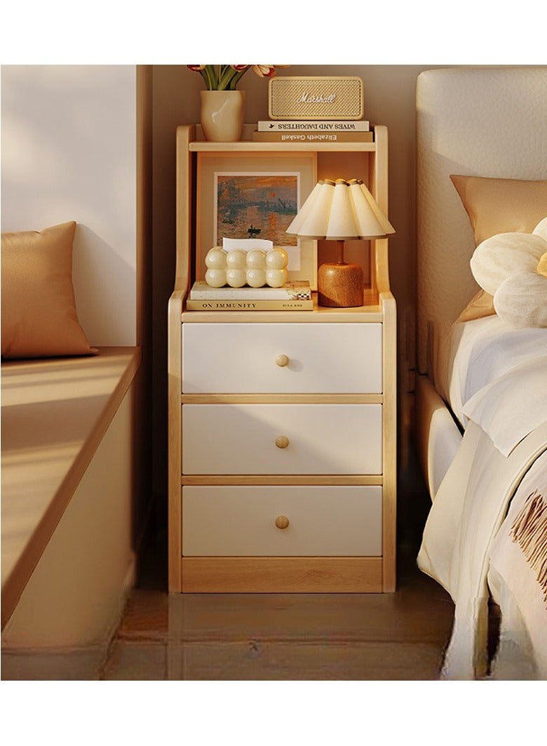 Hihonor 30cm Drawer Bedside Cabinet with Pulls, Three Drawer Storage Cabinet, Simple Modern Style Ultra-Narrow Bedside Mini Storage Cabinet for Narrow Space (Maple Colour) - Image 1