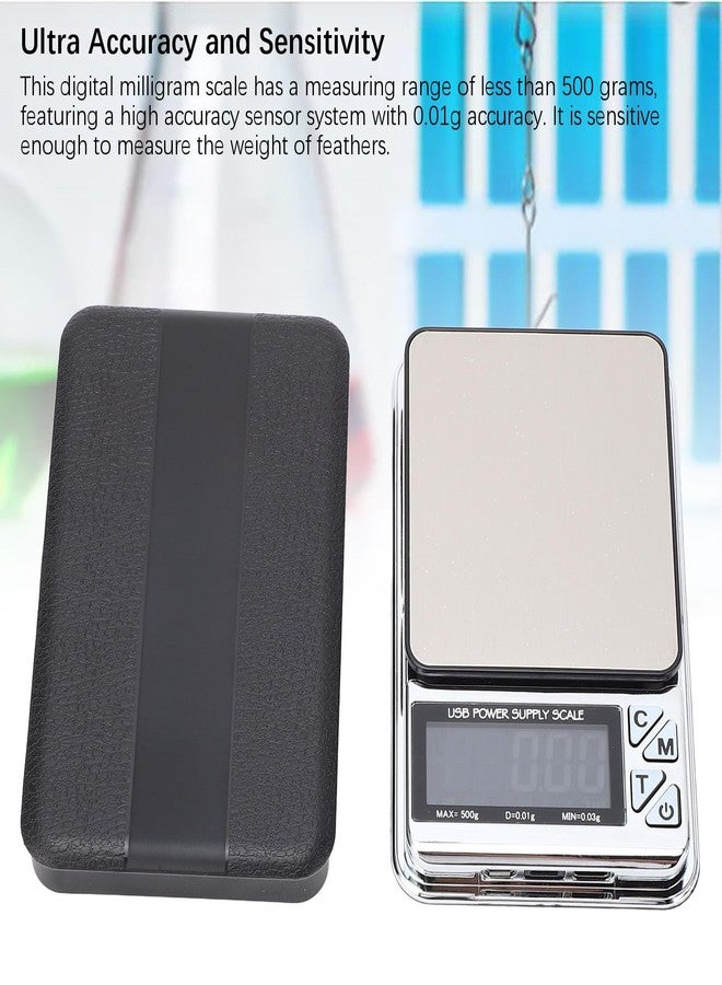 Srliya Digital Milligram Scale 500g 0.01g 7 Units USB Charging Pocket Jewelry Scale for Food Powder - Image 2