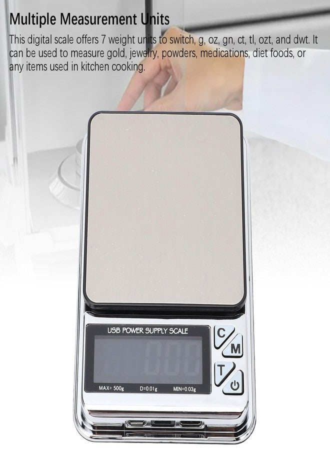 Srliya Digital Milligram Scale 500g 0.01g 7 Units USB Charging Pocket Jewelry Scale for Food Powder - Image 4