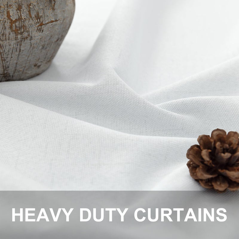Pitalk Drapes 84 Inch Length 2 Panels Set for Living Room Darkening Curtain for Bedroom Aesthetic White Blackout Curtains Nursery Cute Black Out Curtains Cotton Linen Textured Back Tab Pleated 52x84 Long 7ft - Image 3