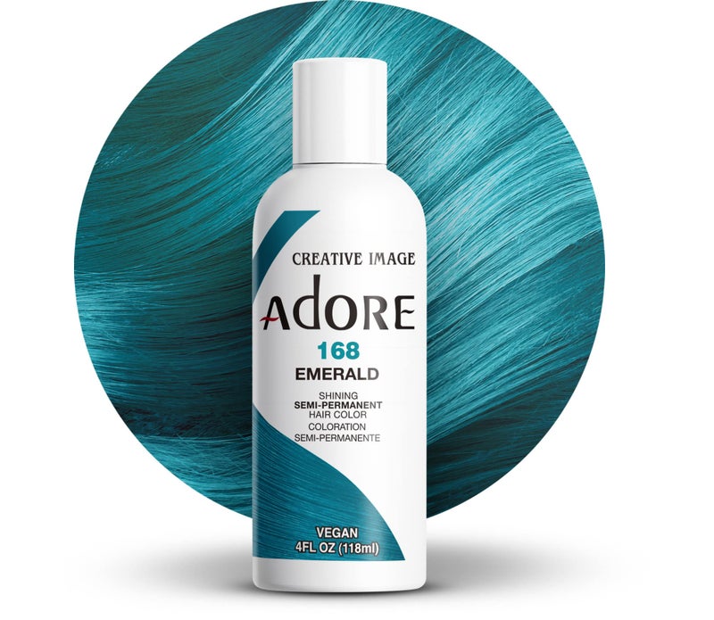 Adore Semi Permanent Hair Color (168 Emerald) | Vegan & Cruelty-Free Green Hair Dye | No Ammonia, No Peroxide, No Alcohol | 4 Fl Oz - Image 1