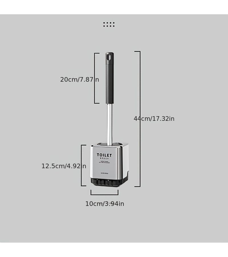 A Set Of Drill-Free Wall Mounted Toilet Brush With Long Handle For Bathroom Silvery - Image 4