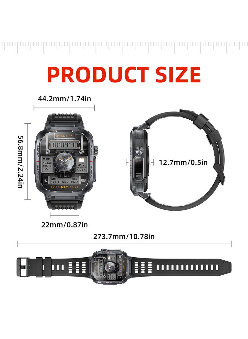 3ATM Waterproof Smart Watch 400mAh Large Battery, 2.02 Inch Bluetooth Watch with Compass, Smartwatches Bluetooth Make/Answer Calls Fitness Modes and Sleep Modes Multi-app Message Reminder Monitor Multi Language - view 2
