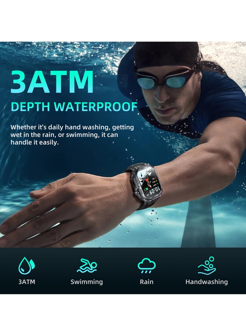 3ATM Waterproof Smart Watch 400mAh Large Battery, 2.02 Inch Bluetooth Watch with Compass, Smartwatches Bluetooth Make/Answer Calls Fitness Modes and Sleep Modes Multi-app Message Reminder Monitor Multi Language - view 4