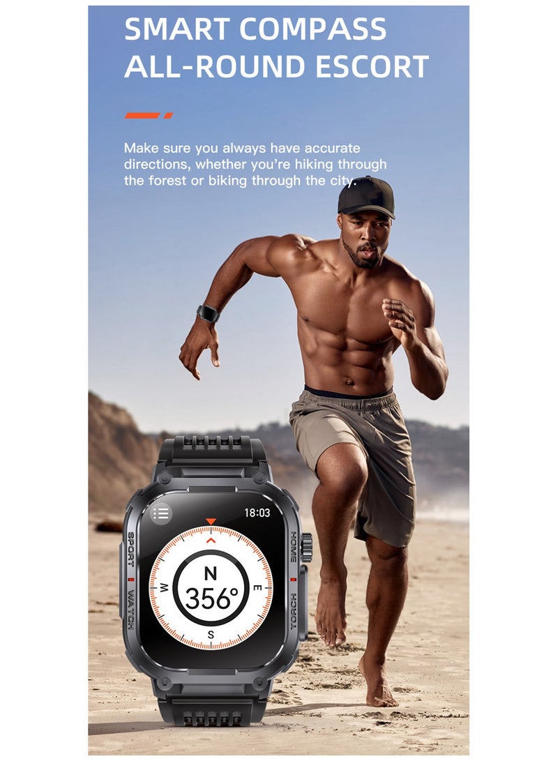 3ATM Waterproof Smart Watch 400mAh Large Battery, 2.02 Inch Bluetooth Watch with Compass, Smartwatches Bluetooth Make/Answer Calls Fitness Modes and Sleep Modes Multi-app Message Reminder Monitor Multi Language - view 5