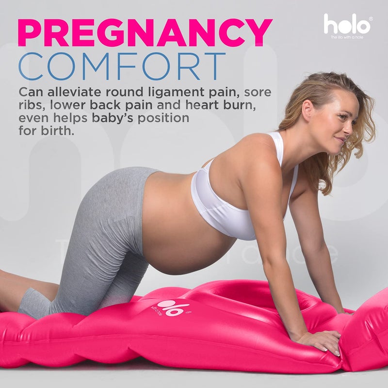 HOLO The Original Inflatable Pregnancy Pillow with Hole for Stomach Sleeping - Full Body Maternity Support for Pregnant Belly, Back, HIPS - Relax, Yoga, Babymoon, SPD - Pregnancy Must Have (Pink) - Image 4
