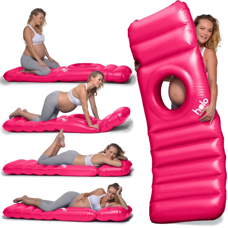 HOLO The Original Inflatable Pregnancy Pillow with Hole for Stomach Sleeping - Full Body Maternity Support for Pregnant Belly, Back, HIPS - Relax, Yoga, Babymoon, SPD - Pregnancy Must Have (Pink) - Image 1