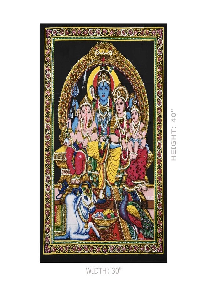 Shoppers Point ® Cotton Cloth Lord Shiva Family Wall Hanging/Tapestry Poster (40X30 inches, Multicolour) - Image 3