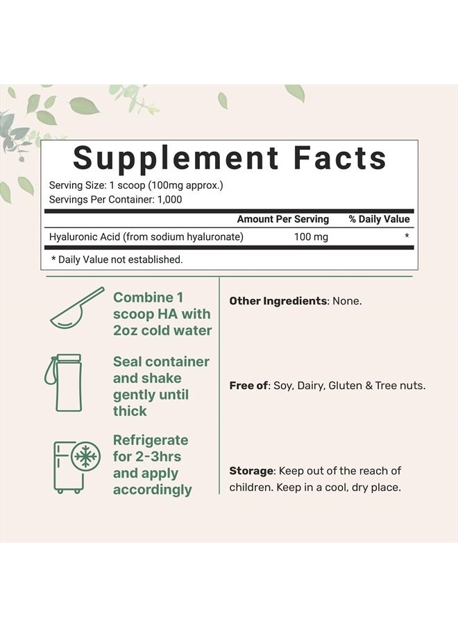 Micro Ingredients - Hyaluronic Acid Serum Powder, Skin Hydration 3.52 oz - Image 1