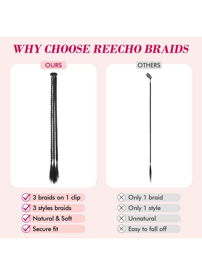 REECHO Braid Hair Extensions Reecho 6 Pcs Clip In Hair Extensions Baby Braids 3 Braids On One Clip 6 Braids Total 22 Long Natural Soft Synthetic Hairpieces For Women Girls Daily Wear (Dark Brown) - Image 4