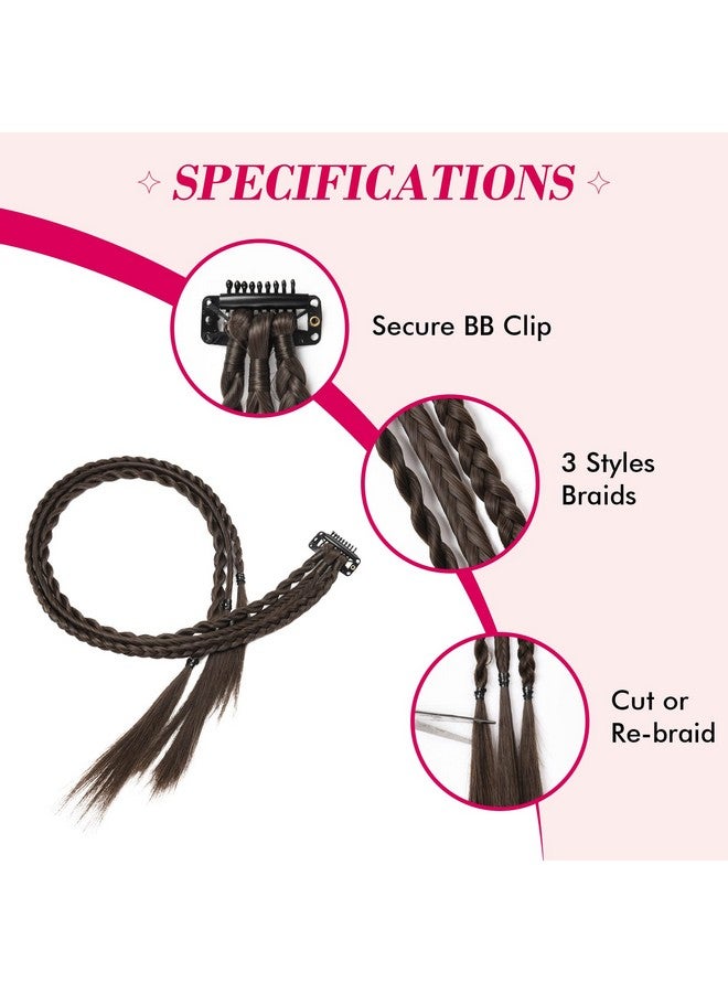 REECHO Braid Hair Extensions Reecho 6 Pcs Clip In Hair Extensions Baby Braids 3 Braids On One Clip 6 Braids Total 22 Long Natural Soft Synthetic Hairpieces For Women Girls Daily Wear (Dark Brown) - Image 2