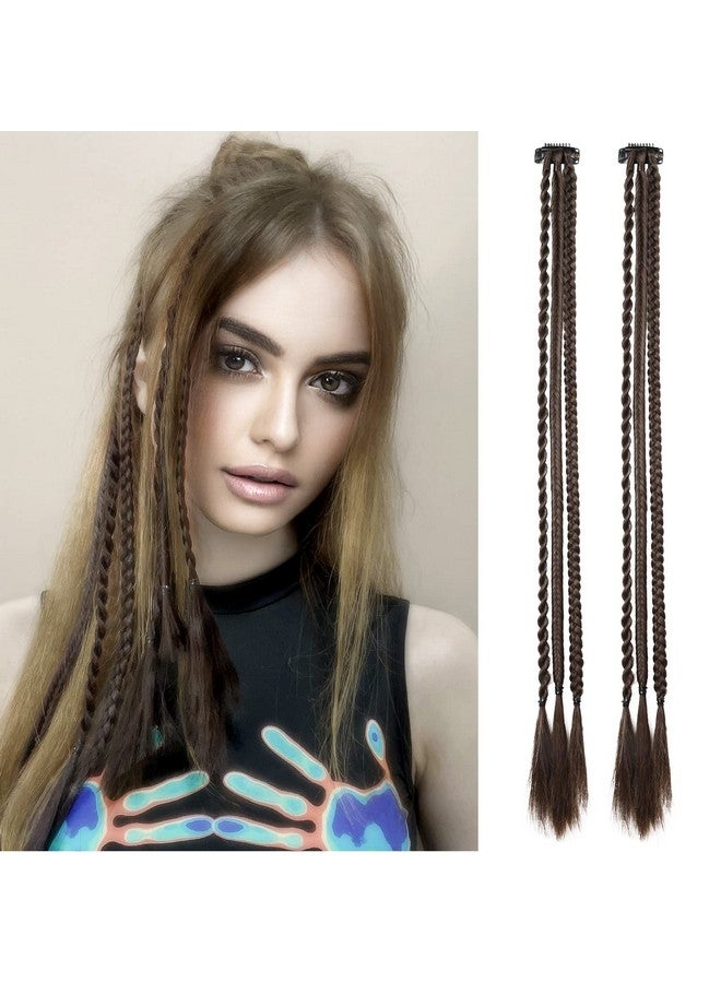 REECHO Braid Hair Extensions Reecho 6 Pcs Clip In Hair Extensions Baby Braids 3 Braids On One Clip 6 Braids Total 22 Long Natural Soft Synthetic Hairpieces For Women Girls Daily Wear (Dark Brown) - Image 1