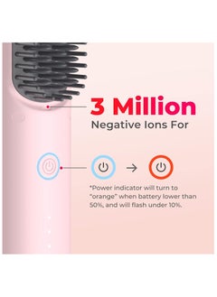 TYMO TYMO Porta Cordless Hair Straightener Brush, Pink Color  - Image 2