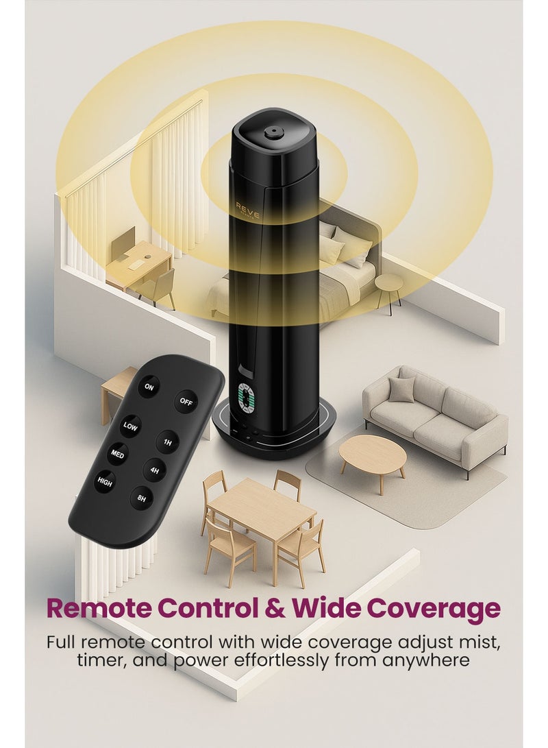 REVE SCENTS معطر هواء REVE الذكي مع جهاز تحكم عن بعد، 3 مستويات من الرذاذ، مؤقت 8 ساعات، شاشة رقمية، معطر زيت أساسي بدون ماء للاستخدام في المنزل والمكتب والفندق - Image 5