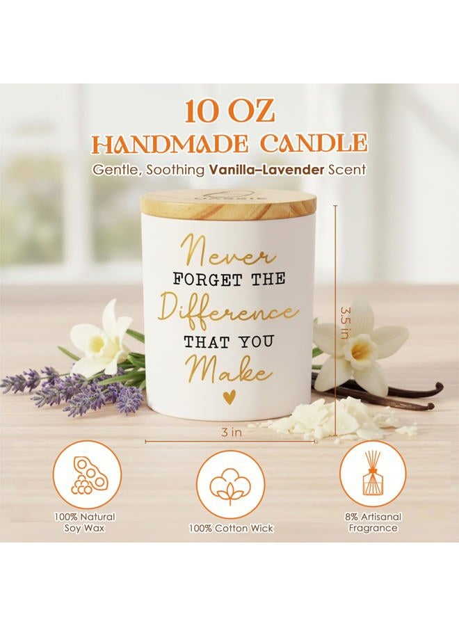OASSIE Christmas Thank You Gifts for Women - Long Lasting Vanilla Lavender Candle 10 oz - Birthday Farewell Inspirational Employee Appreciation Gifts for Coworkers Teachers, Retirement Gift for Woman - Image 3