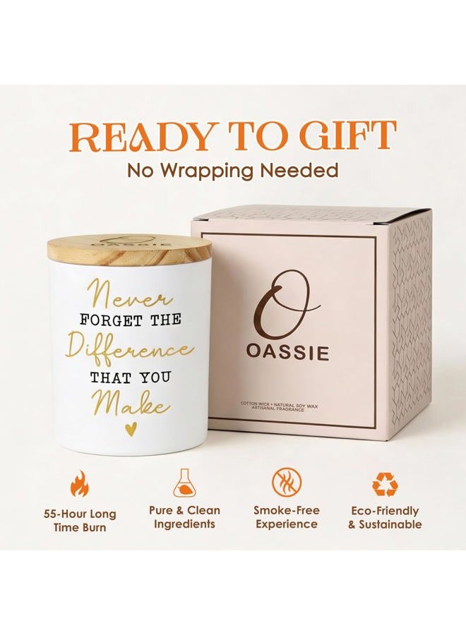 OASSIE Christmas Thank You Gifts for Women - Long Lasting Vanilla Lavender Candle 10 oz - Birthday Farewell Inspirational Employee Appreciation Gifts for Coworkers Teachers, Retirement Gift for Woman - Image 4