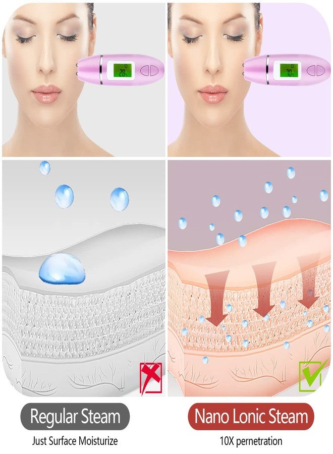 Crybeno بخار الوجه كريبينو - جهاز بخار الوجه الأيوني النانوي لتنظيف عميق، مجموعة مرطب الوجه بالبخار الساخن للنساء والرجال، ترطيب وتنظيف المسام مع مجموعة إزالة الرؤوس السوداء، بنفسجي - Image 4