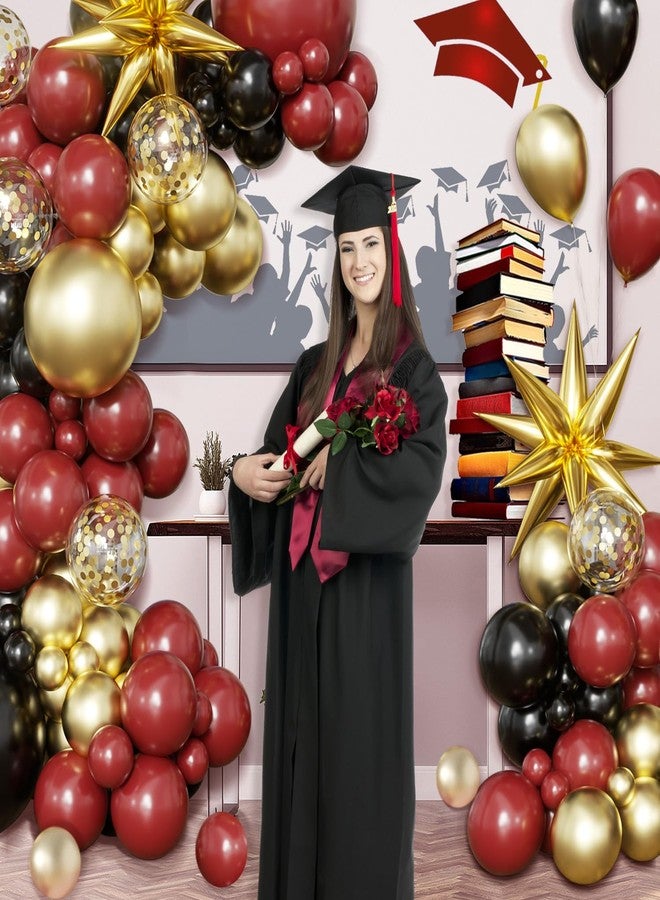 LANGASQUE Burgundy Gold Balloon Arch Kit Graduation Decorations 2026, 130Pcs Burgundy Gold Black Balloons and Foil Star Balloon with Confetti Ribbons Grad Party Decorations for College High School Class of 2026 - Image 3