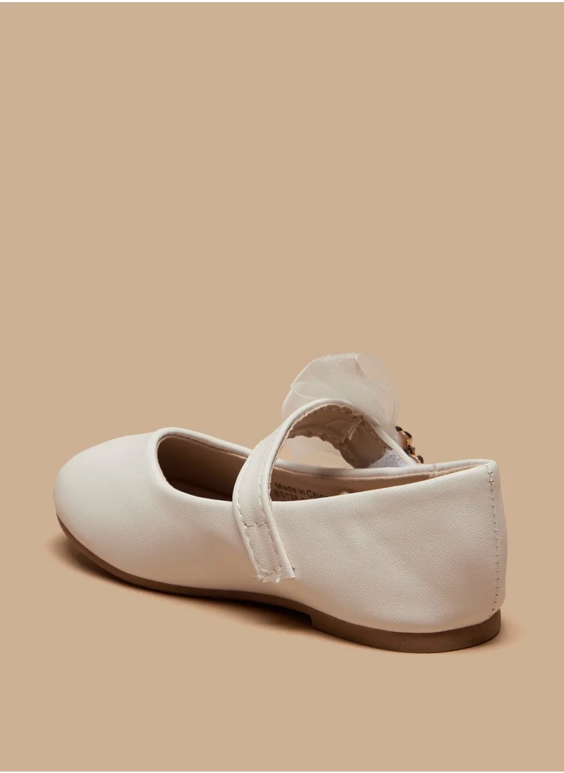 فلورا بيلا من شو إكسبرس Girls Bow Accented Round Toe Ballerina Shoes with Hook and Loop Closure