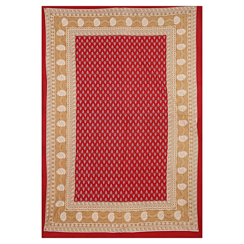 Monique Brand Traditional Rajasthani Print 100 Pure Cotton Red Color King Size Bedsheet with 2 Pillow Cover BD3KAMBUTIRD - Image 2