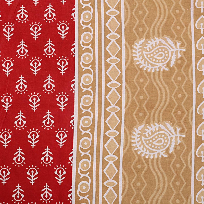 Monique Brand Traditional Rajasthani Print 100 Pure Cotton Red Color King Size Bedsheet with 2 Pillow Cover BD3KAMBUTIRD - Image 3