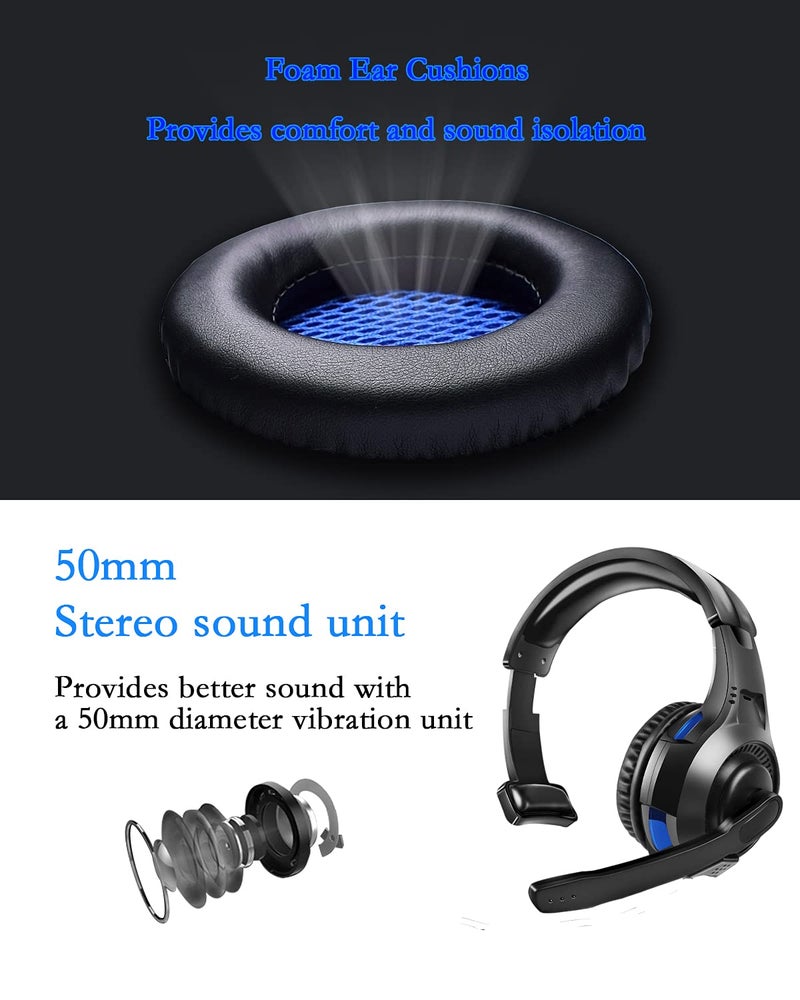 Megadream One Ear Gaming Headset for PS5/PS4/Xbox Series S/Xbox Series X, Wired Online Game Unilateral Headset, 50mm Drivers|Detachable Mic|3.5mm Headphone Jack for Switch Lite, Xbox One, Laptop/Phone - Image 3
