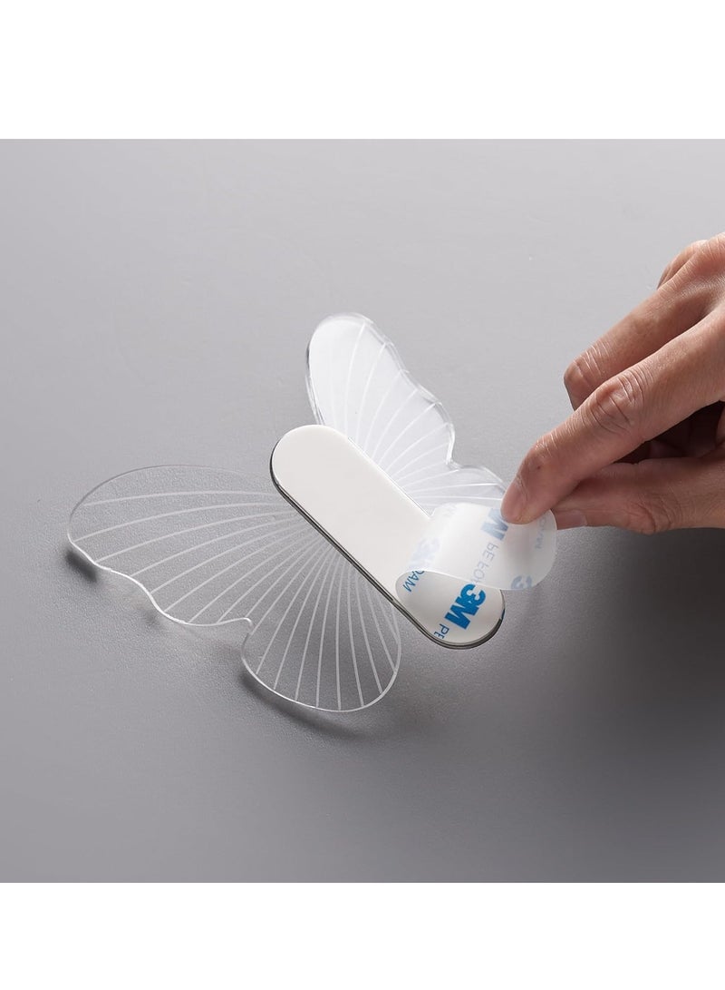 Excefore Hair Brush Stand Acrylic Butterfly Comb Scrunchie Storage Rack Wall Hanging Perforation Free Bathroom Organizer with Rubber Band and Hair Ring Storage Hook for Bathroom - Image 3