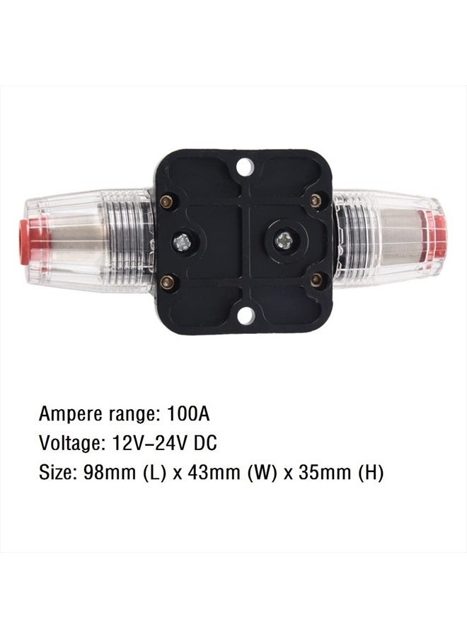 ANJOSHI 100A Auto Car Protection Stereo Switch Fuse Holders Inline Circuit Breaker Reset Fuse Inverter for Car Audio System Protection 12V-48V DC - Image 2
