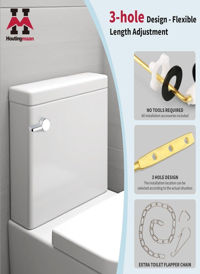 Houtingmaan Toilet Handle Replacement Kit,Toilet Handle Lever for Most Front Mount Toilets, Universal Brass Toliet Flush Handle Lever with Stainless Steel Flapper Chain,Chrome - Image 3